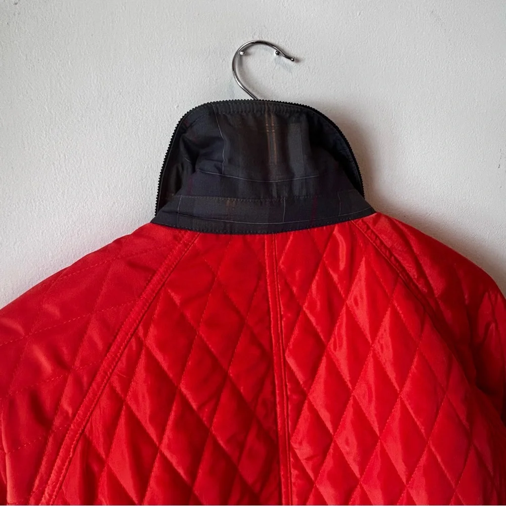 Sharon Young Quilted Classic Preppy Heritage Barn Chore Coat Orange Red Vintage - Picture 8 of 15